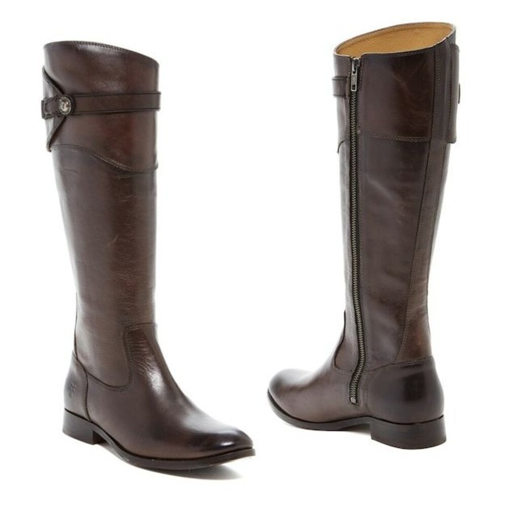 Frye Molly Knee High Leather Riding Boots Dark Grey NEW Boxed Women's 5.5 $398
